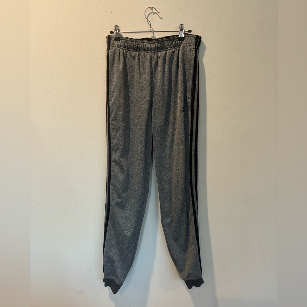 Adidas Dark Heather Gray Joggers with Black Accents